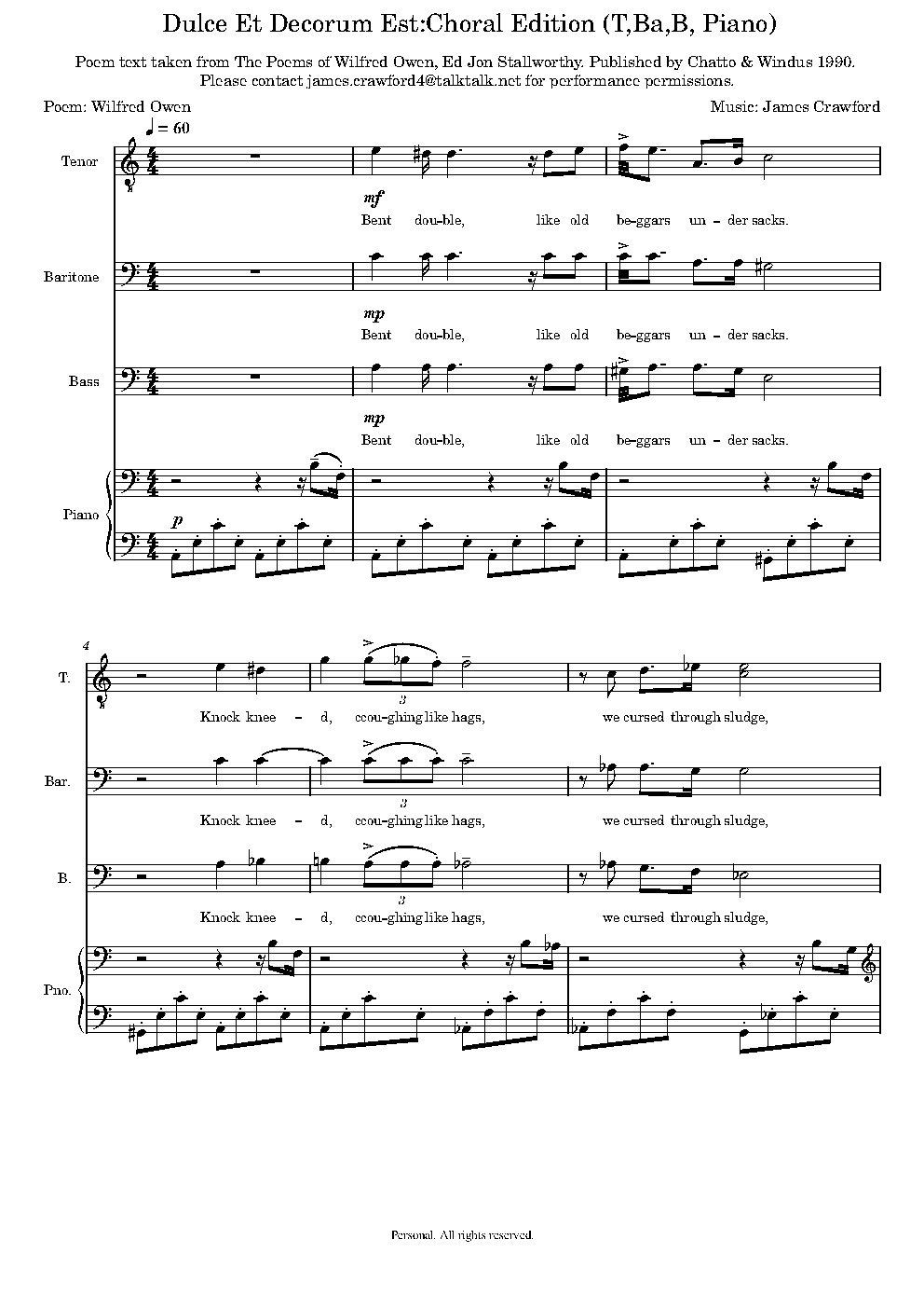 Dulce Et Decorum Est. Choral Edition.