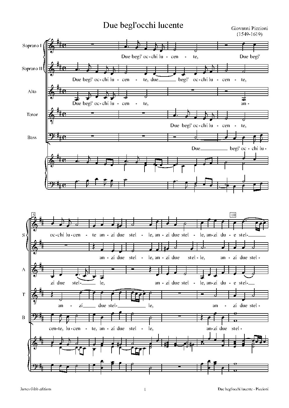 Due begl'occhi lucente - Choir Script PDF Thumbnail