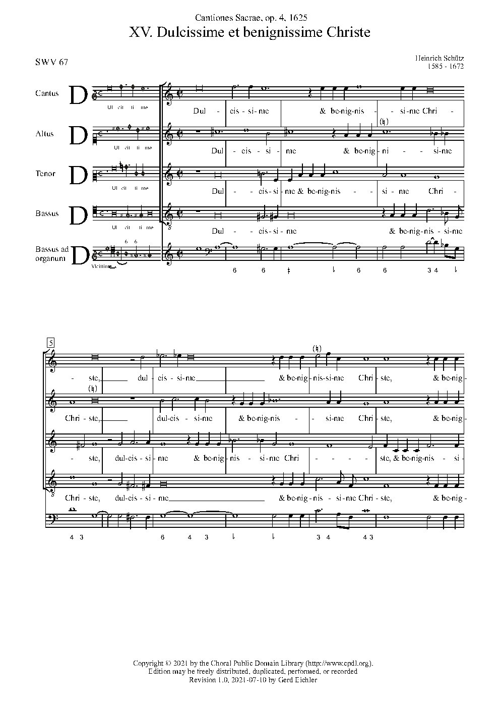 Dulcissime et benignissime Christe, SWV 67 - Choir Script PDF Thumbnail