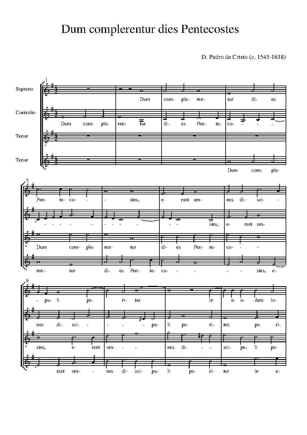 Dum complerentur dies Pentecostes - Choir Script PDF Thumbnail