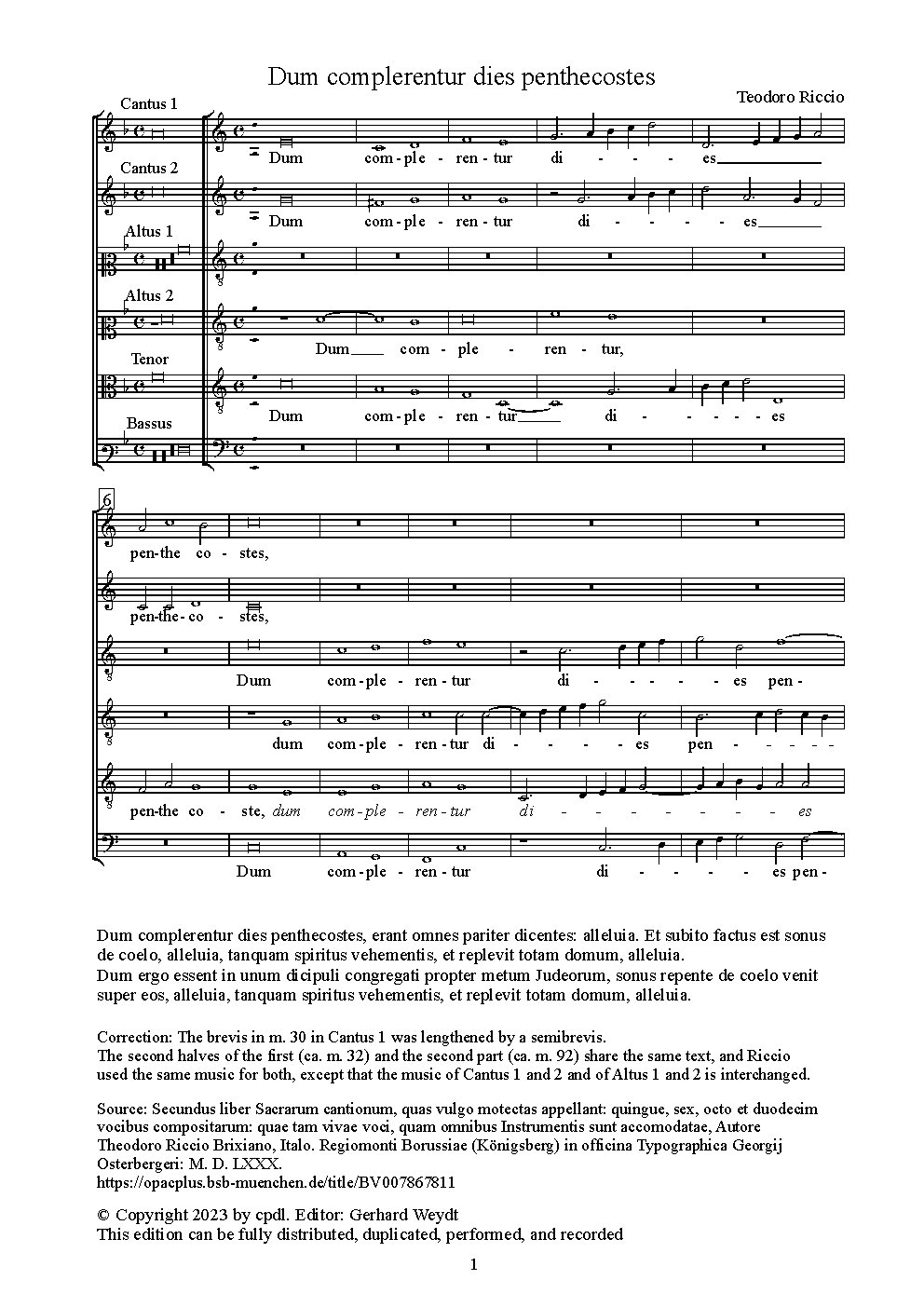 Dum complerentur dies penthecostes - Choir Script PDF Thumbnail
