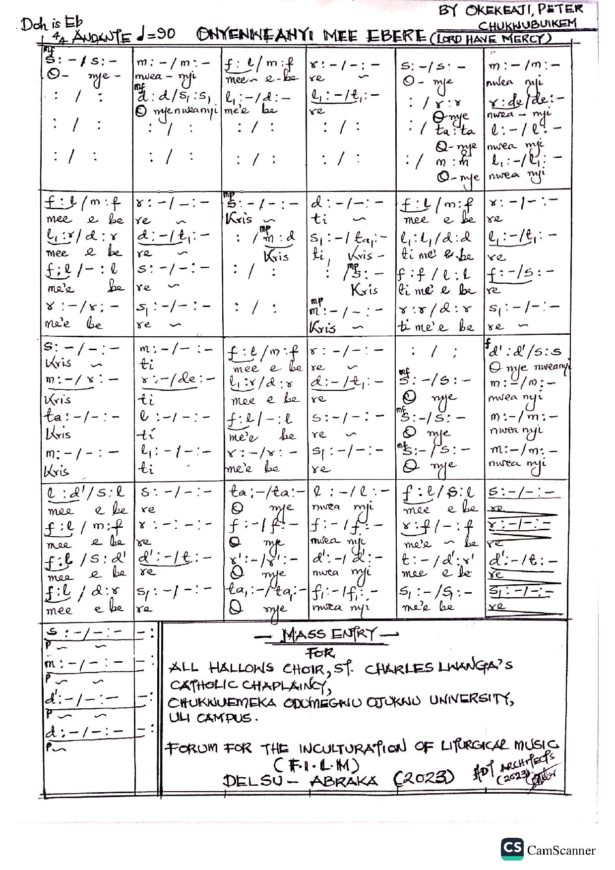 Onyenweanyi Mee Ebere (film) By Okekeaji Peter C. - Download Choir Script PDF