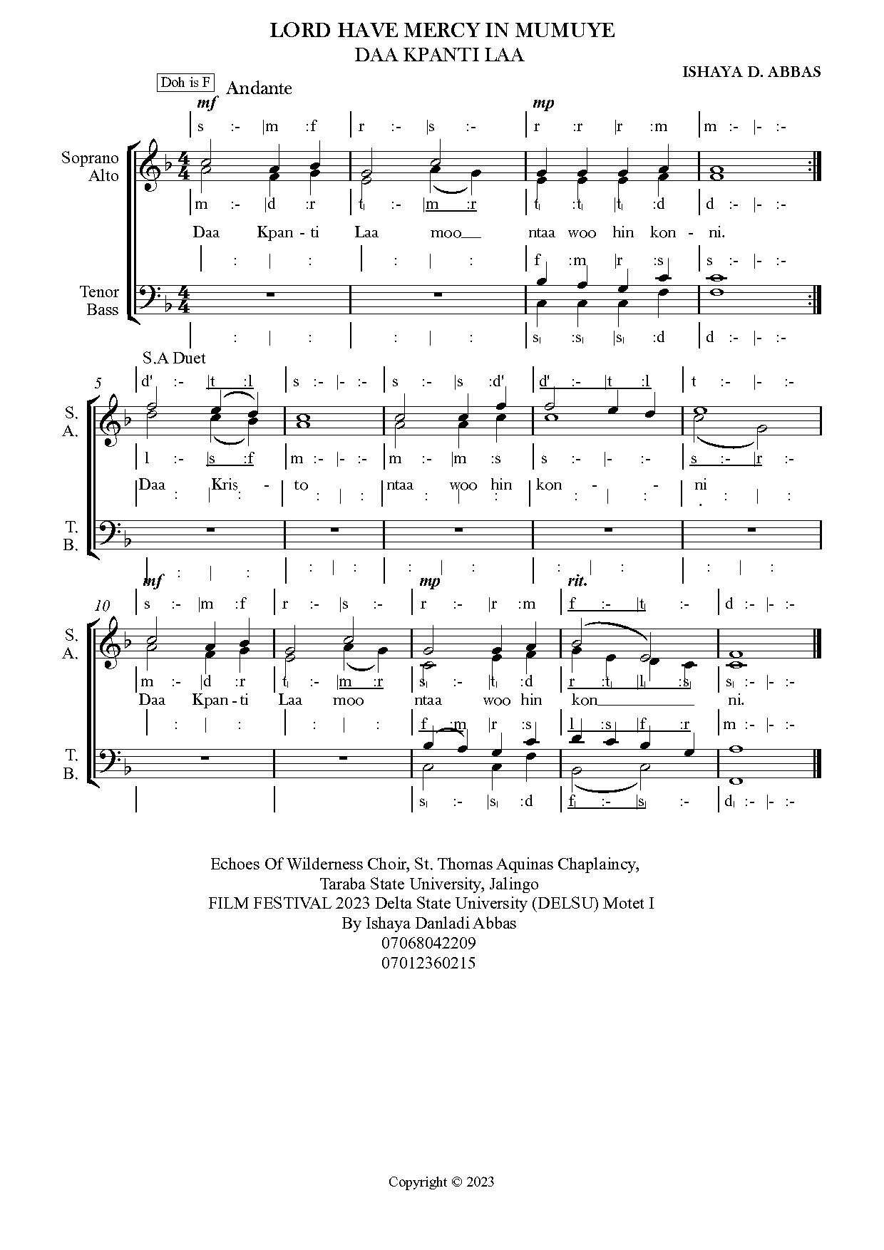 Tsu Lhm - Download Choir Script PDF