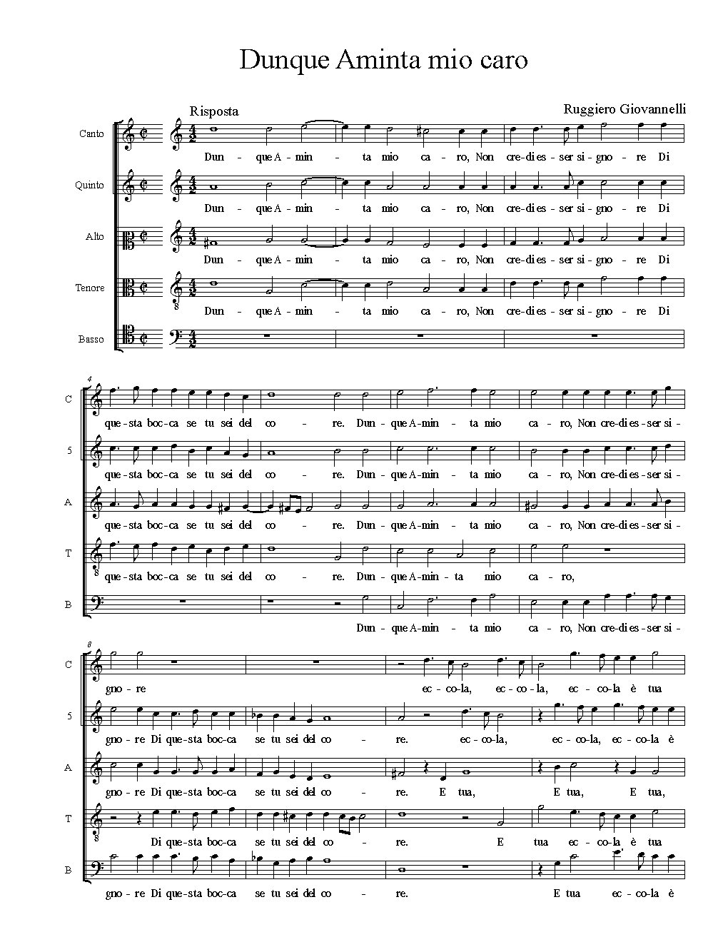 Dunque Aminta mio caro