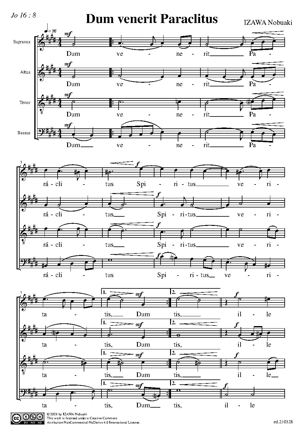 Dum venerit Paraclitus - Choir Script PDF Thumbnail