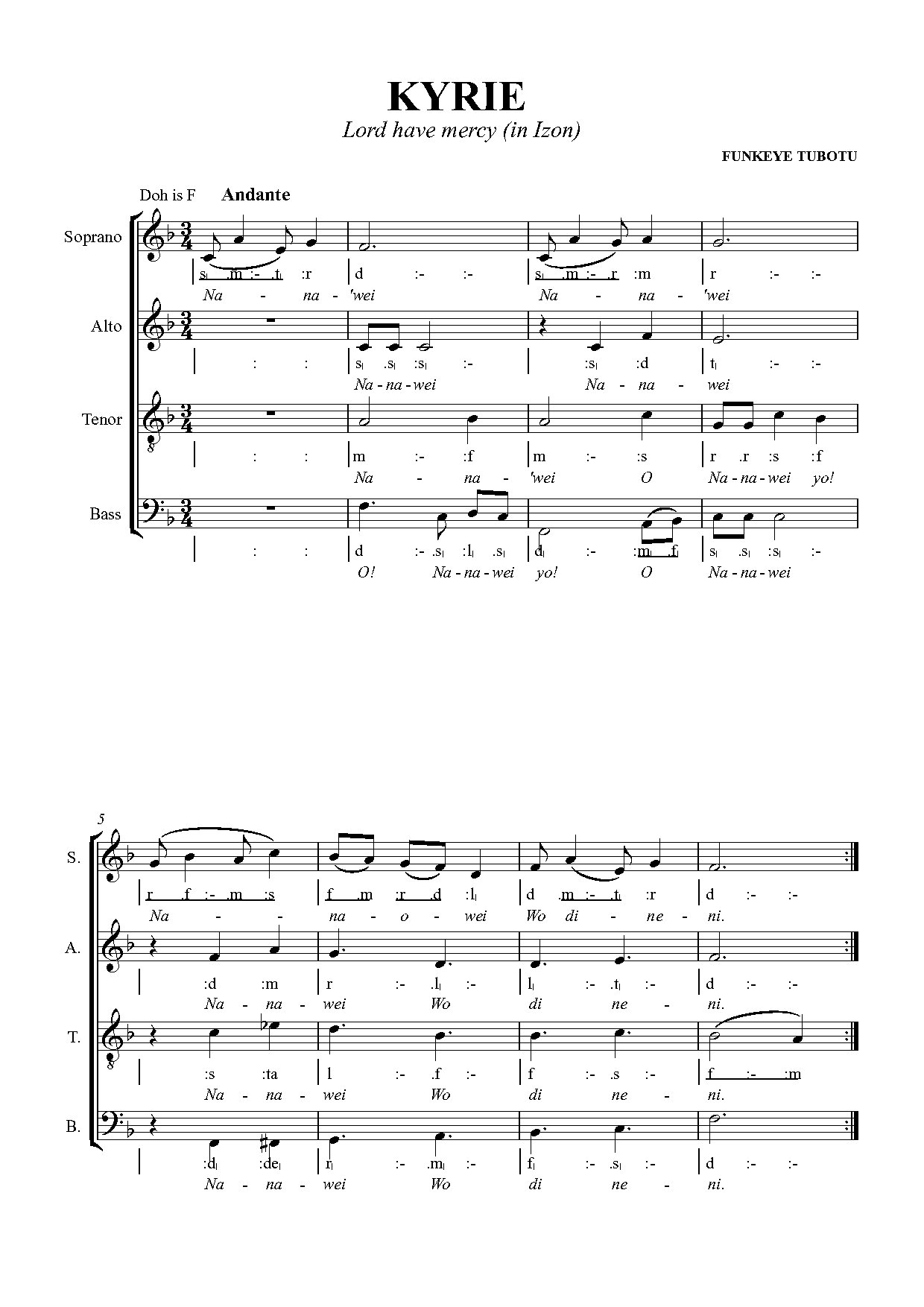 Kyrie Ndu 2022 - Full Score - Download Choir Script PDF