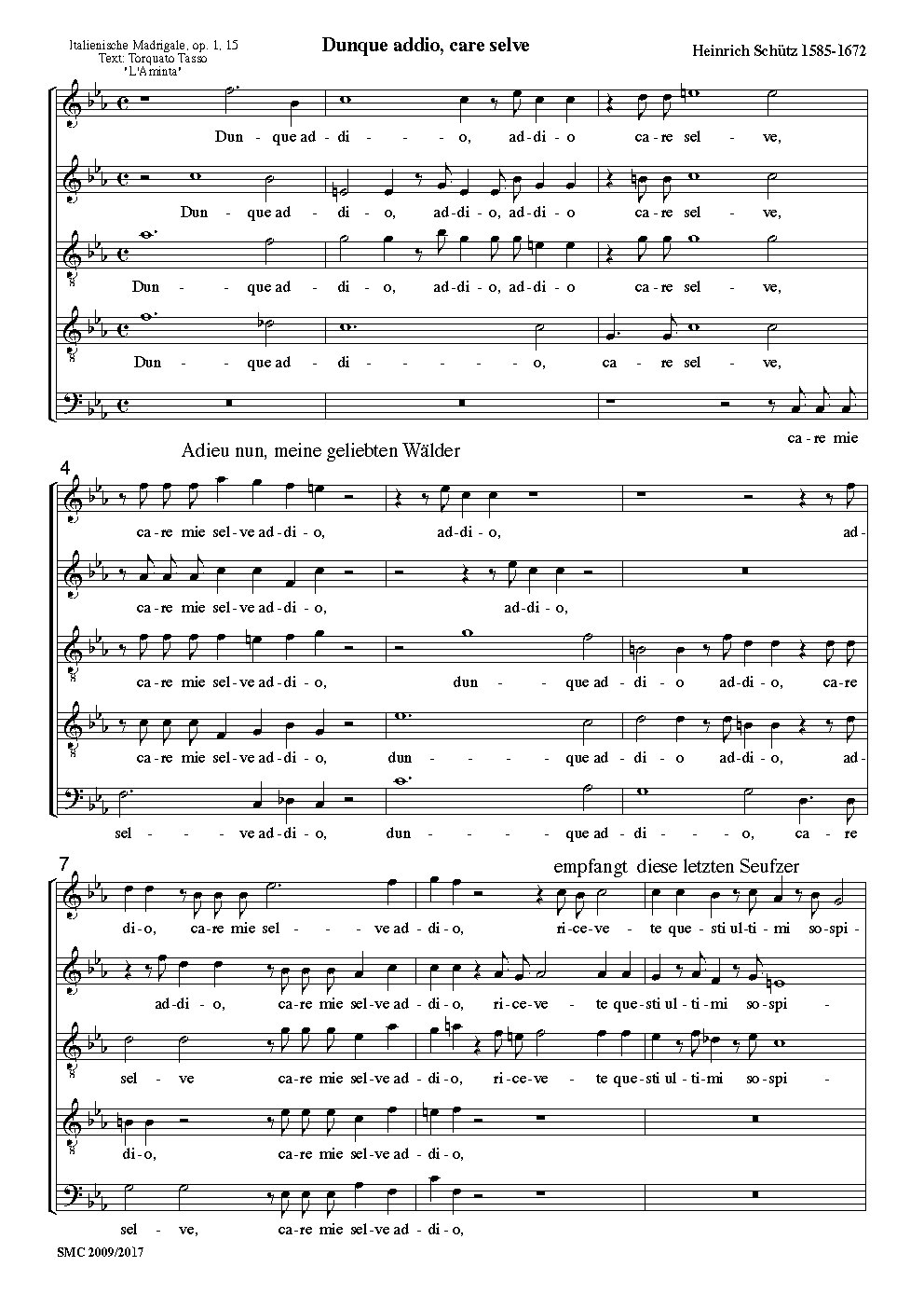 Dunque addio, SWV 15