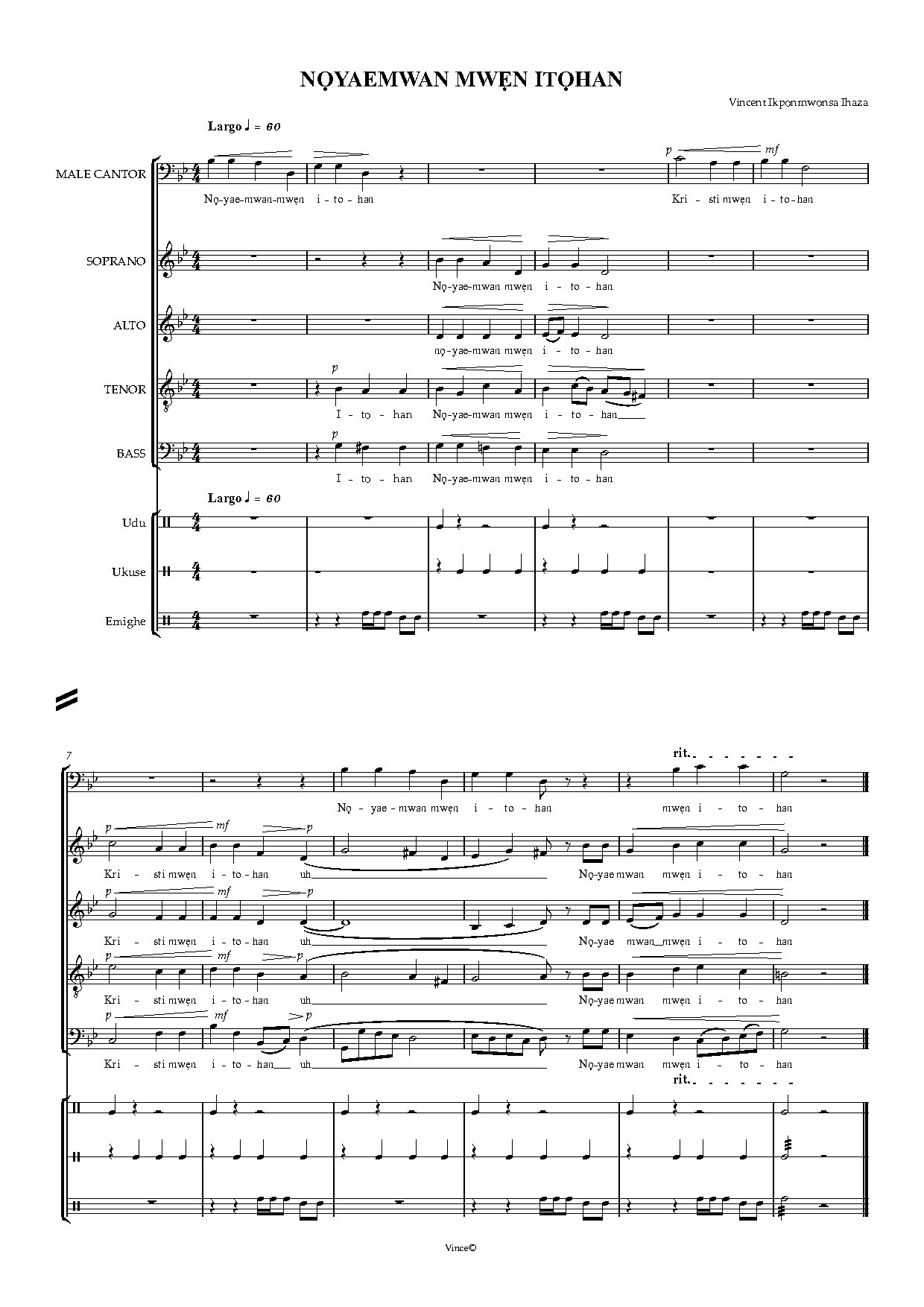 Noyaemwan Mwen Itohan - Download Choir Script PDF