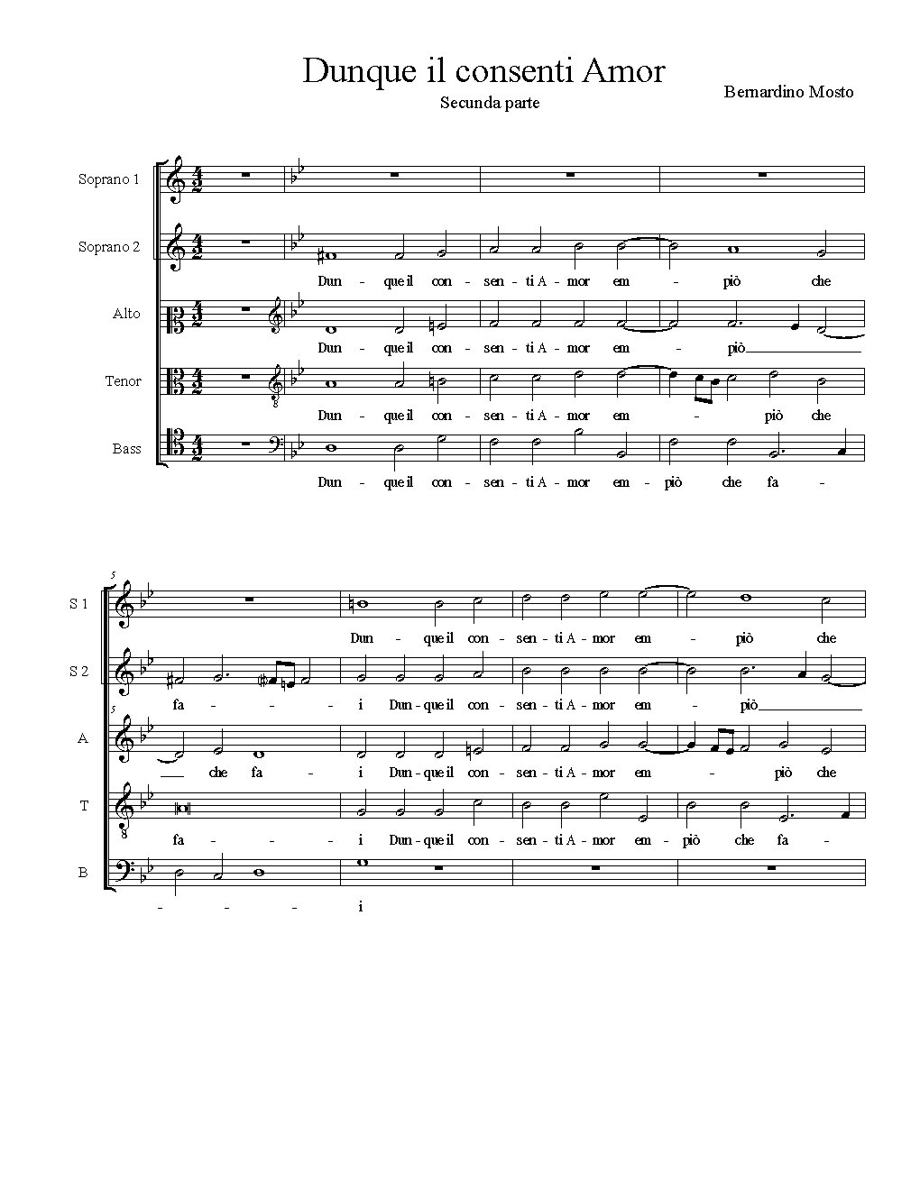 Dunque il consenti Amor (secunda parte) - Choir Script PDF Thumbnail
