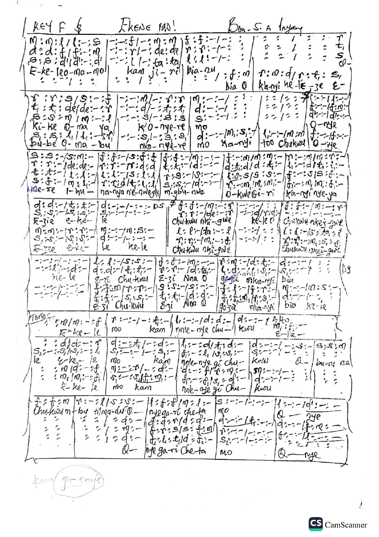 Ekele Oma Mo - Download Choir Script PDF