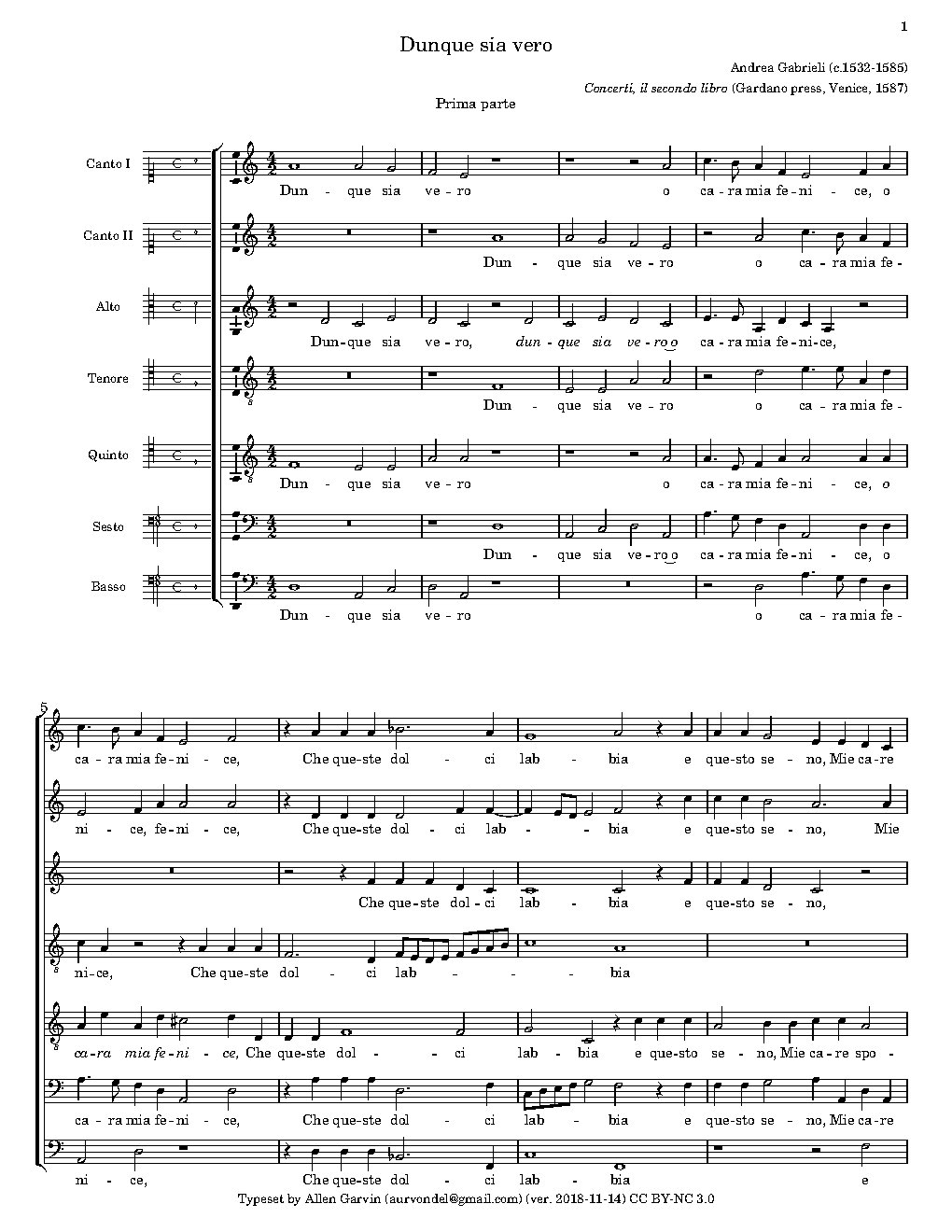 Dunque fia vero - Dunque il consenti Amor