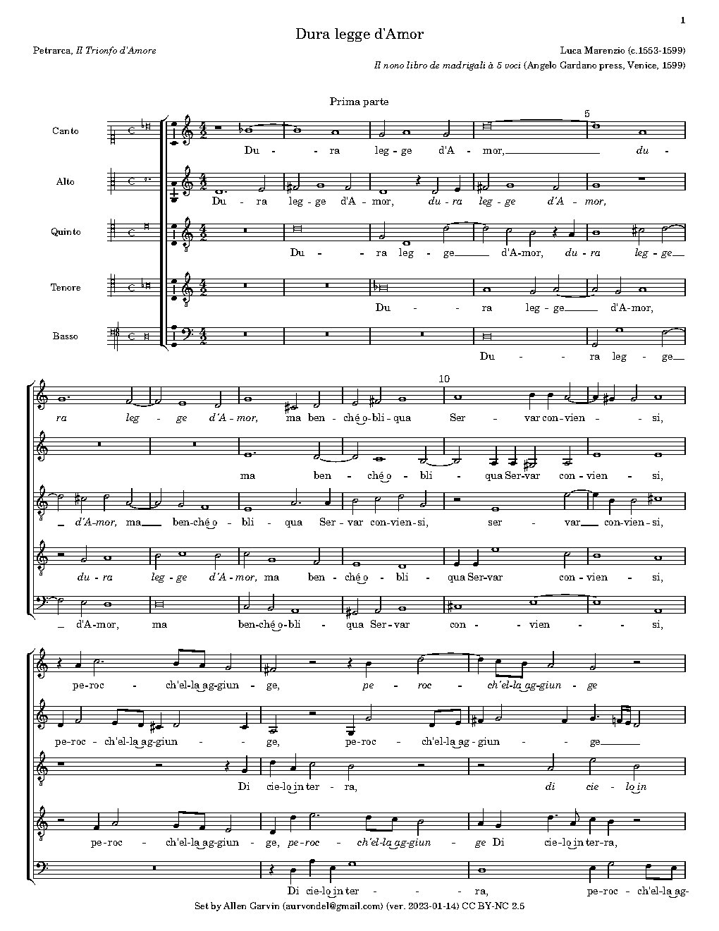 Dura legge d'Amor - Choir Script PDF Thumbnail