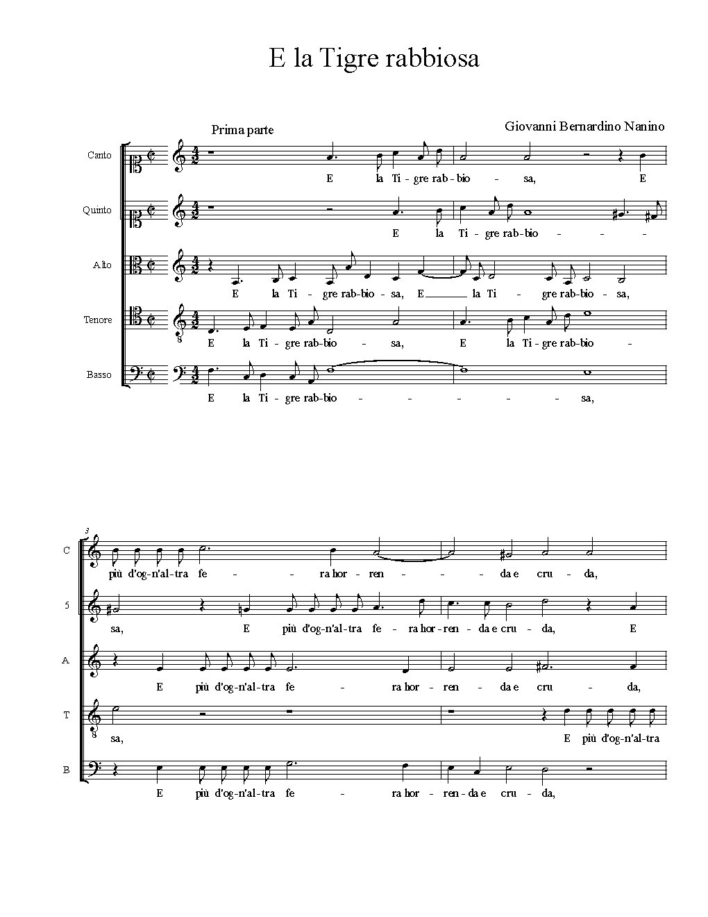 E la Tigre rabbiosa - Choir Script PDF Thumbnail