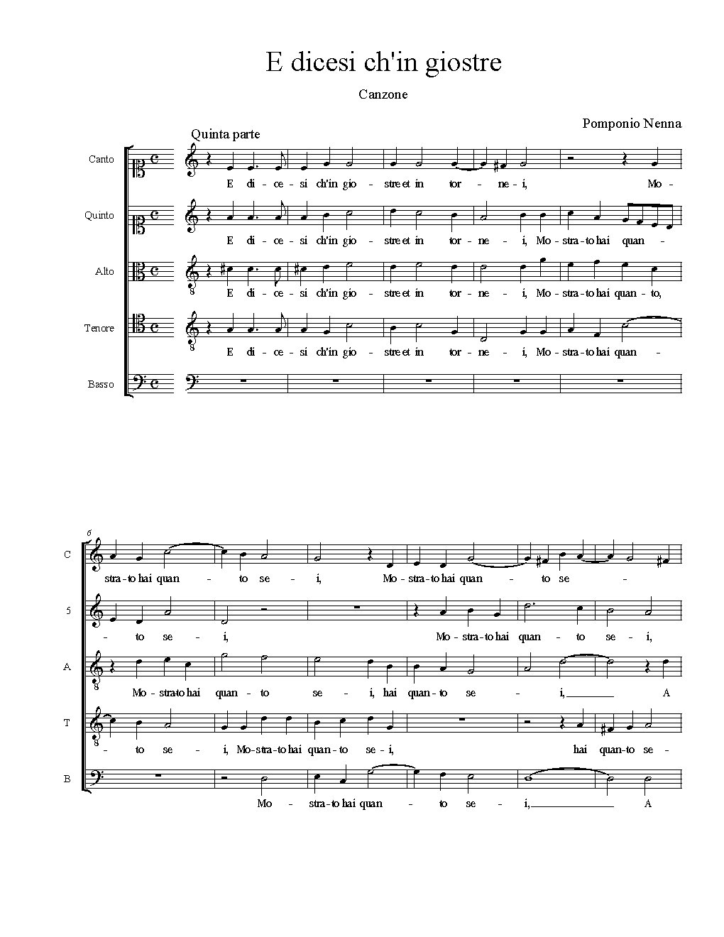 E dicesi ch'in giostre - Choir Script PDF Thumbnail