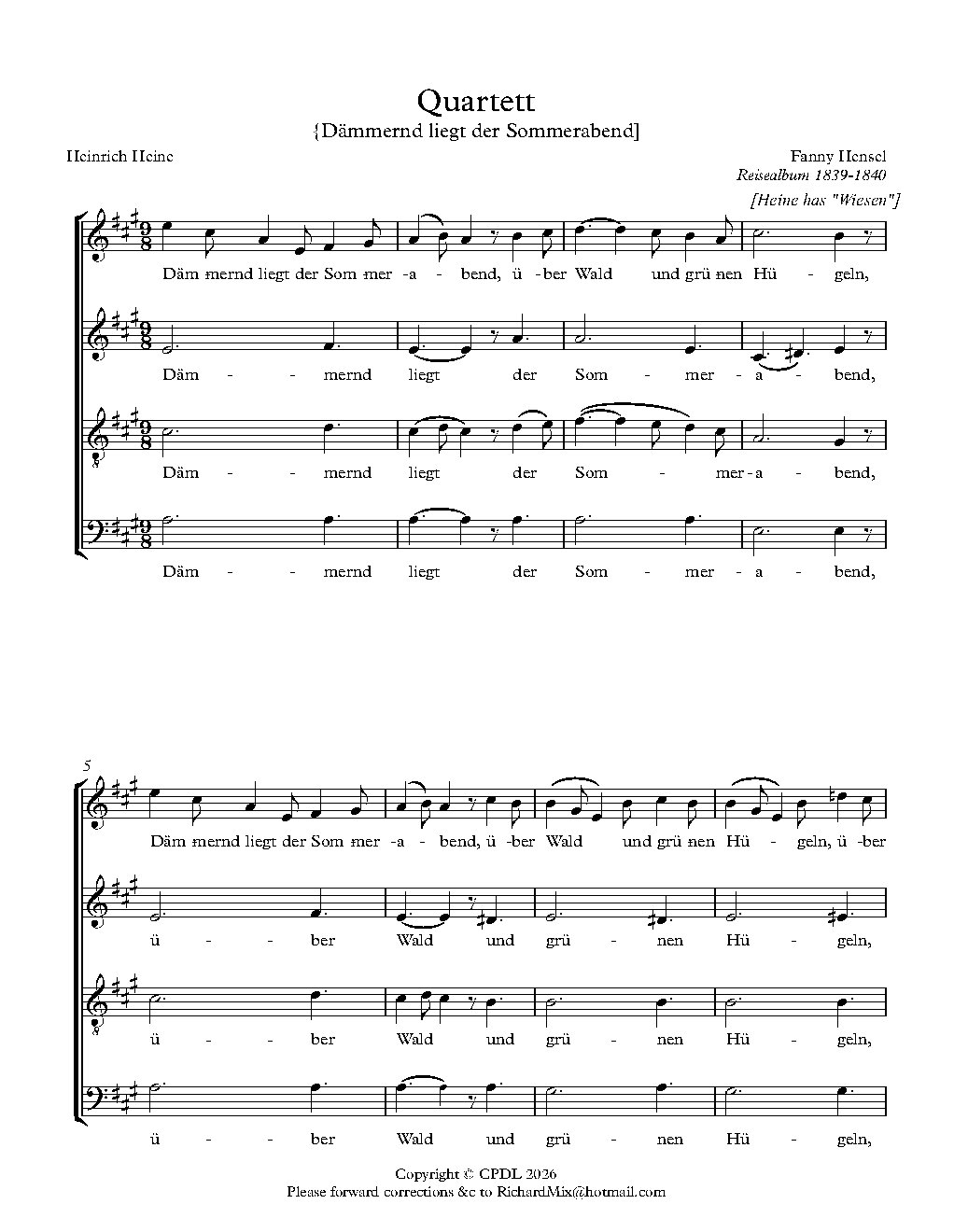 Dämmernd liegt der Sommerabend, H.361