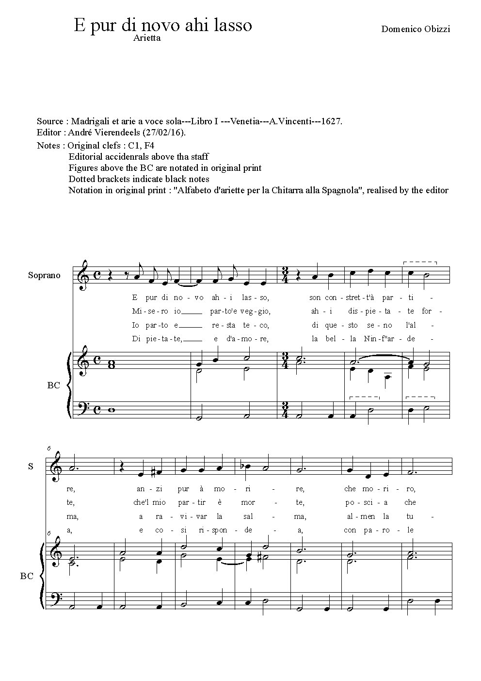 E pur di novo ahi lasso - Choir Script PDF Thumbnail