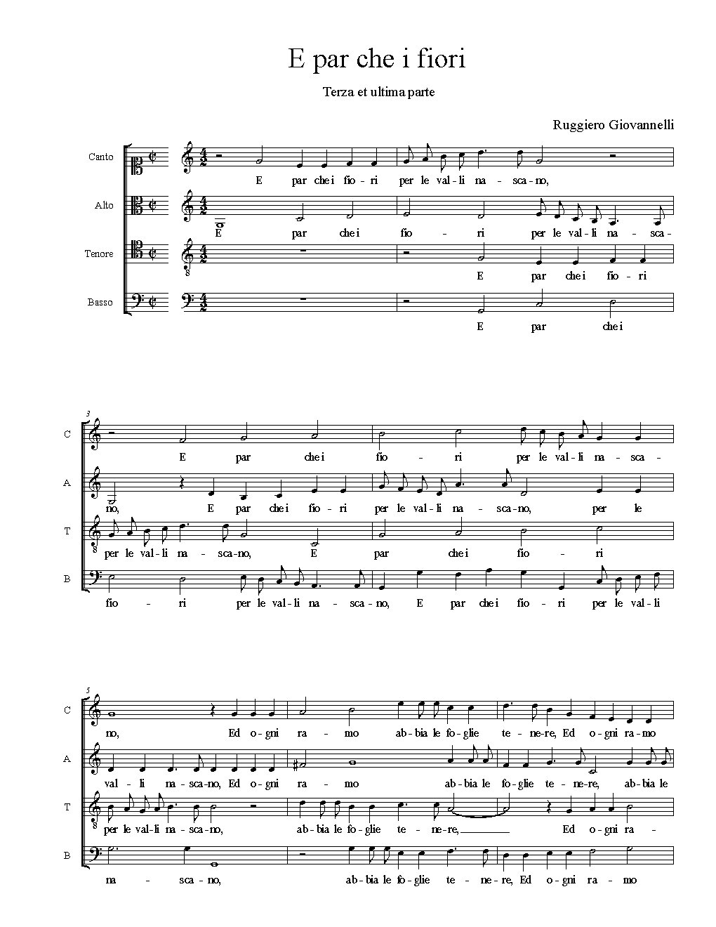 E par che i fiori - Choir Script PDF Thumbnail
