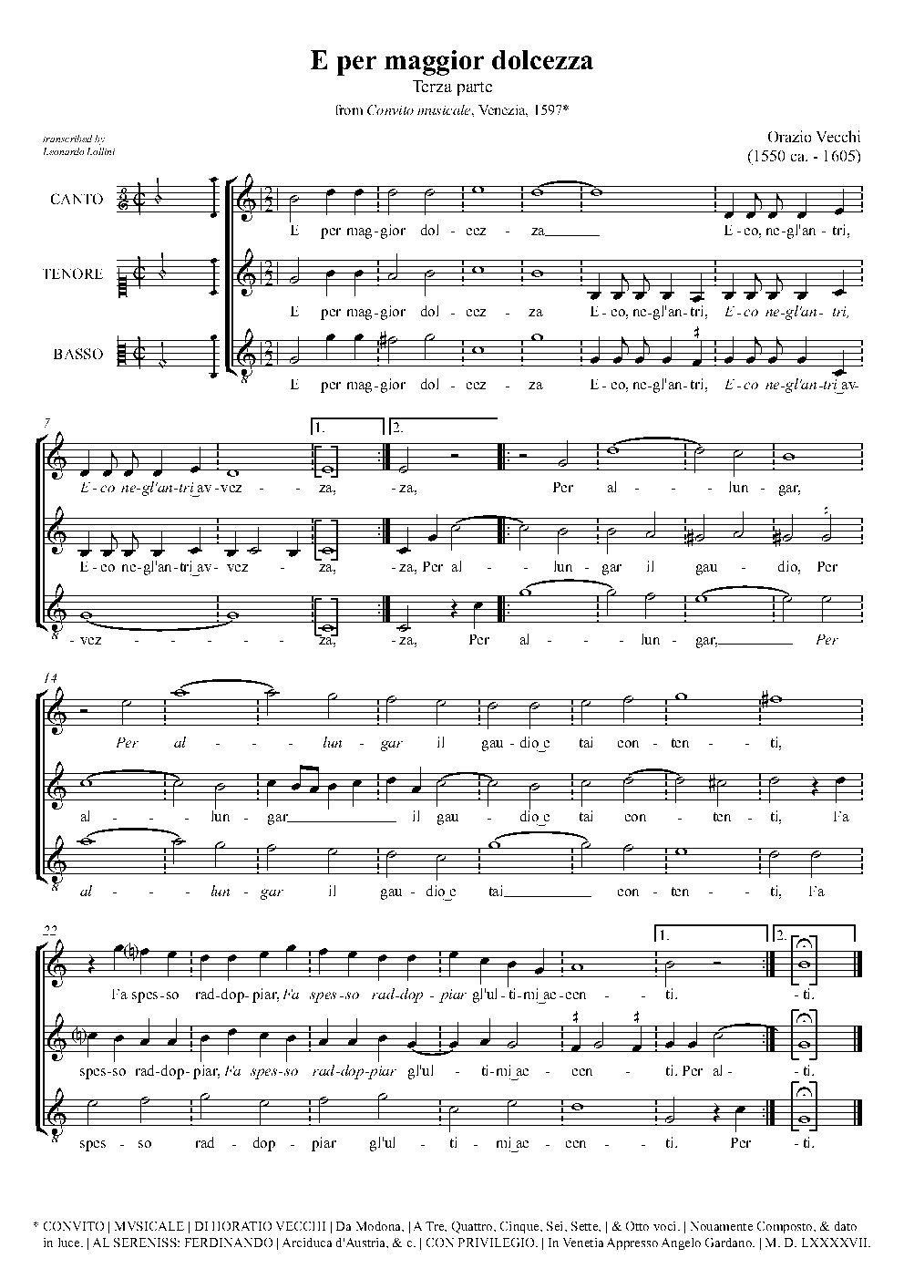 E per maggior dolcezza - Choir Script PDF Thumbnail