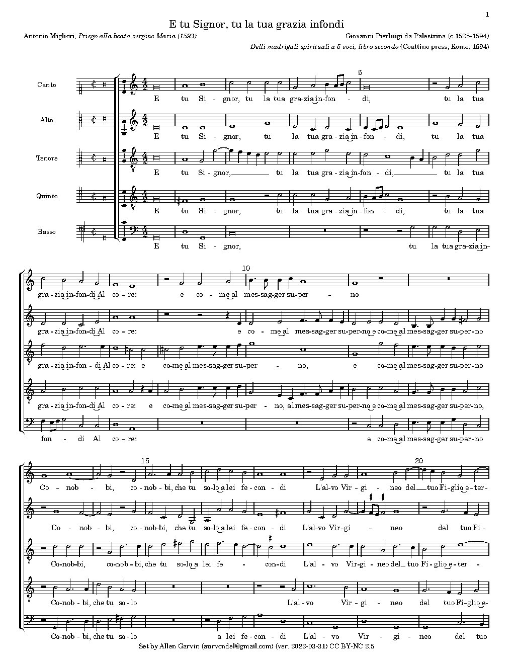 E tu Signor, tu la tua grazia infondi - Choir Script PDF Thumbnail