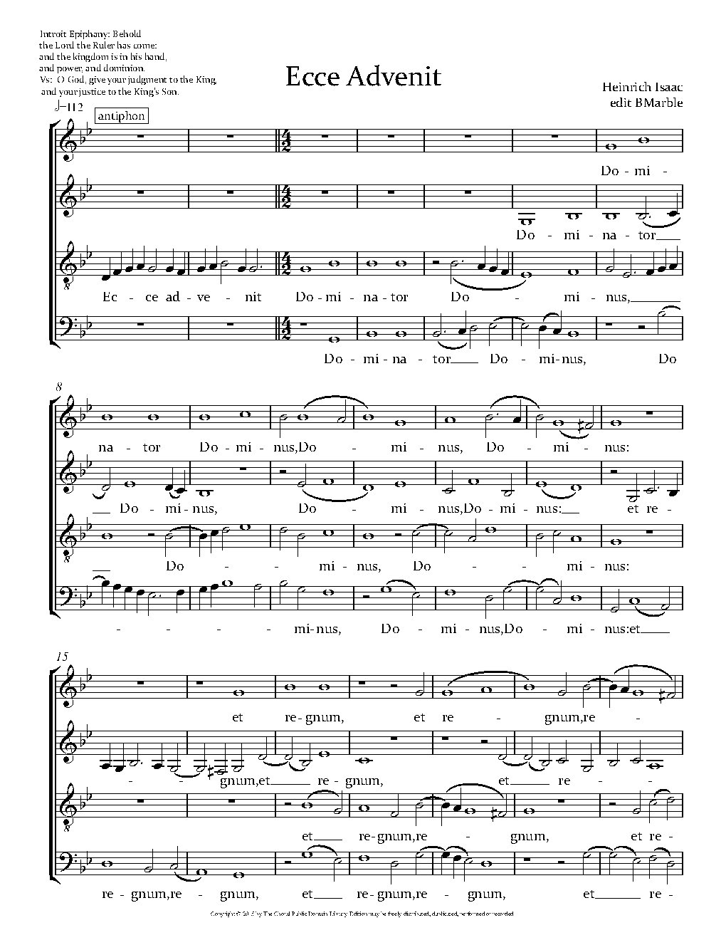 Ecce advenit - Choir Script PDF Thumbnail