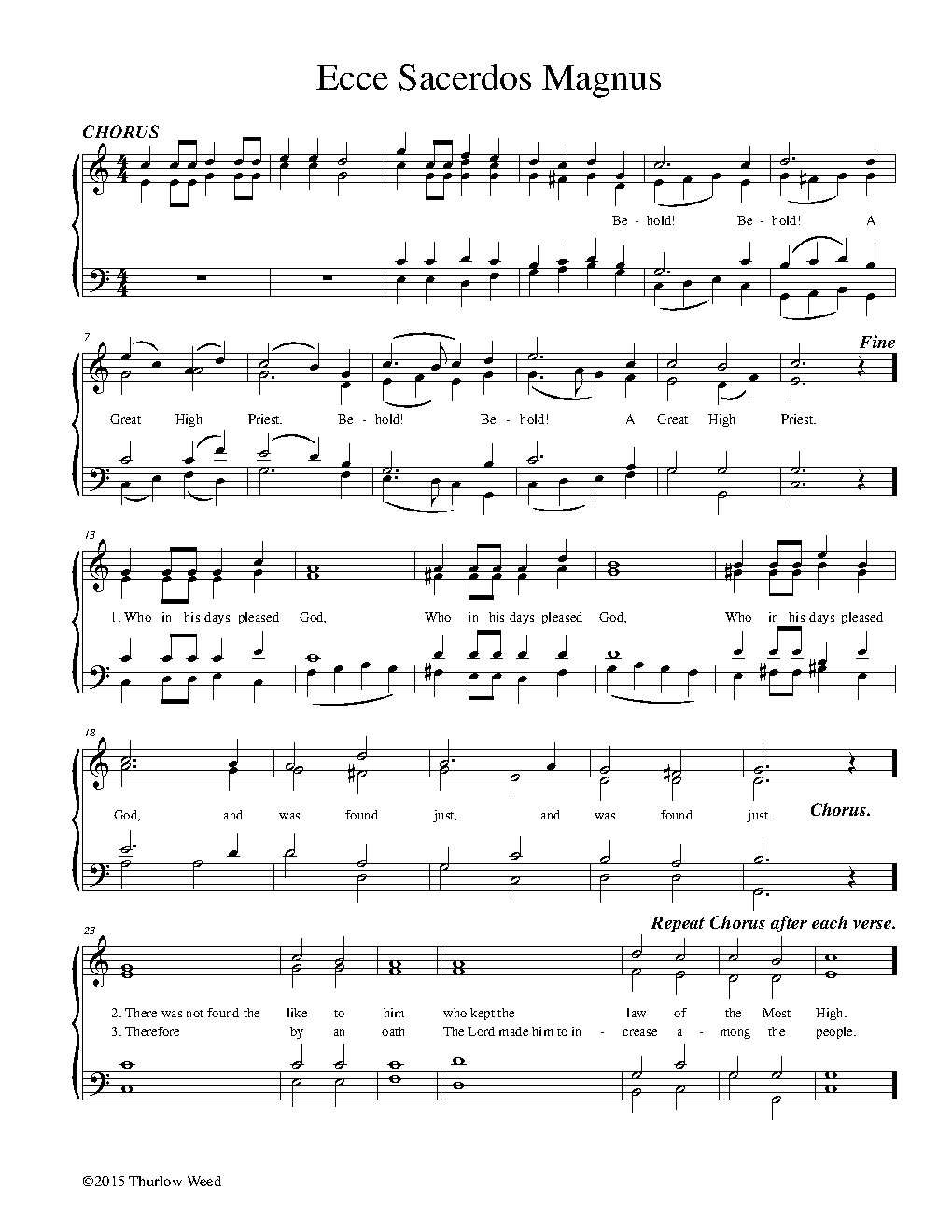 Ecce Sacerdos Magnus - Choir Script PDF Thumbnail