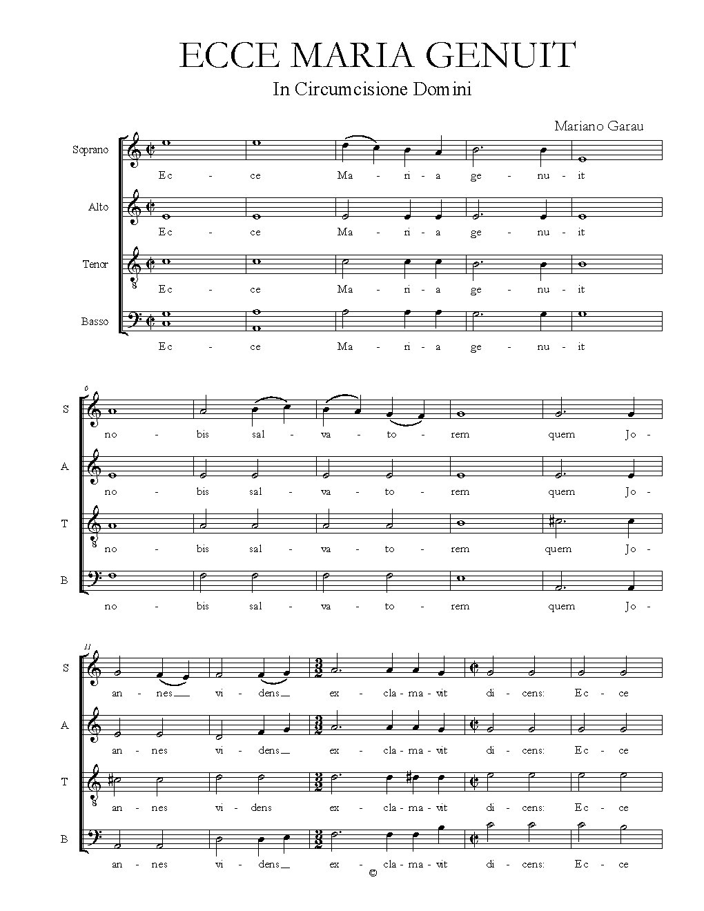 Ecce Maria genuit - Choir Script PDF Thumbnail
