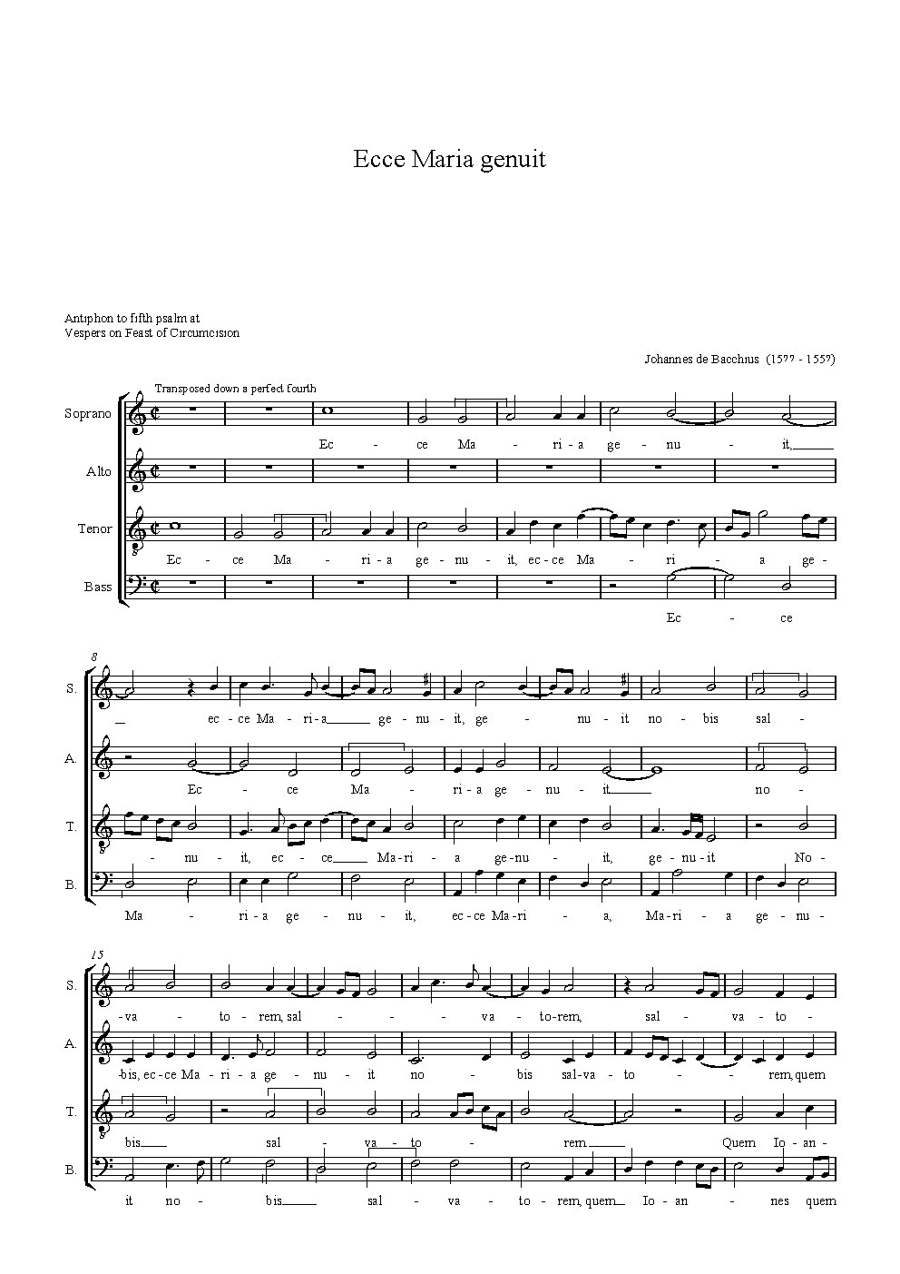 Ecce Maria genuit - Choir Script PDF Thumbnail