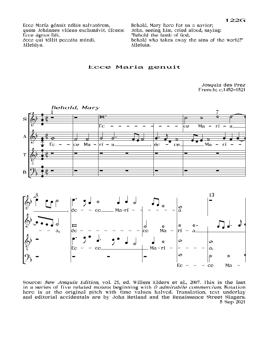 Ecce Maria genuit - Choir Script PDF Thumbnail