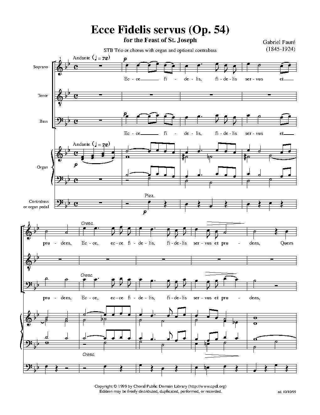 Ecce Fidelis Servus, Op. 54