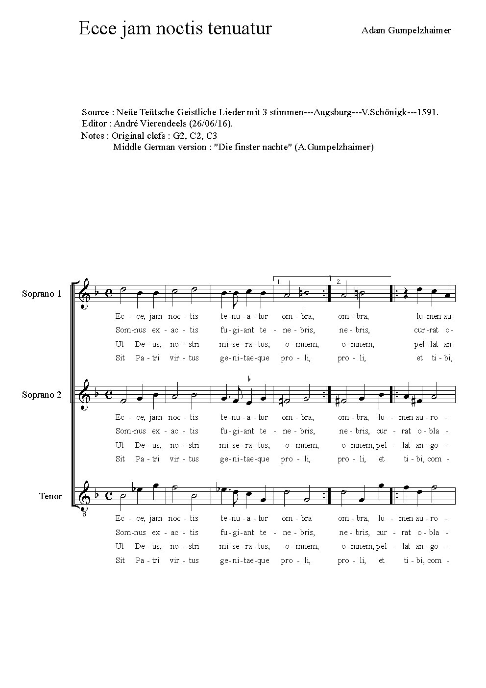 Ecce jam noctis - Choir Script PDF Thumbnail