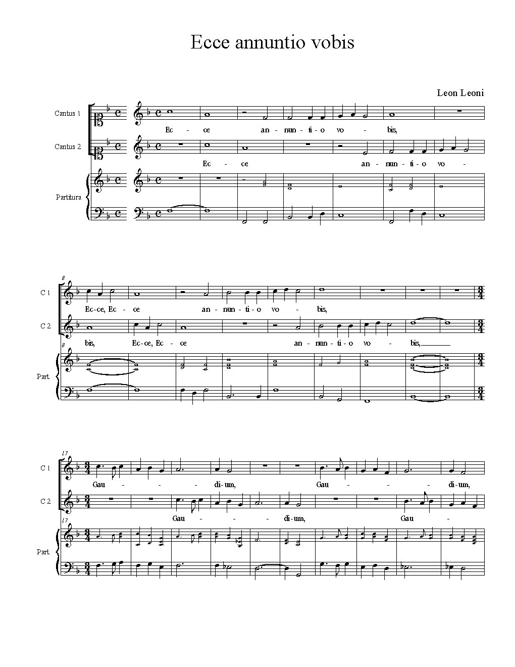 Ecce annuntio vobis - Choir Script PDF Thumbnail