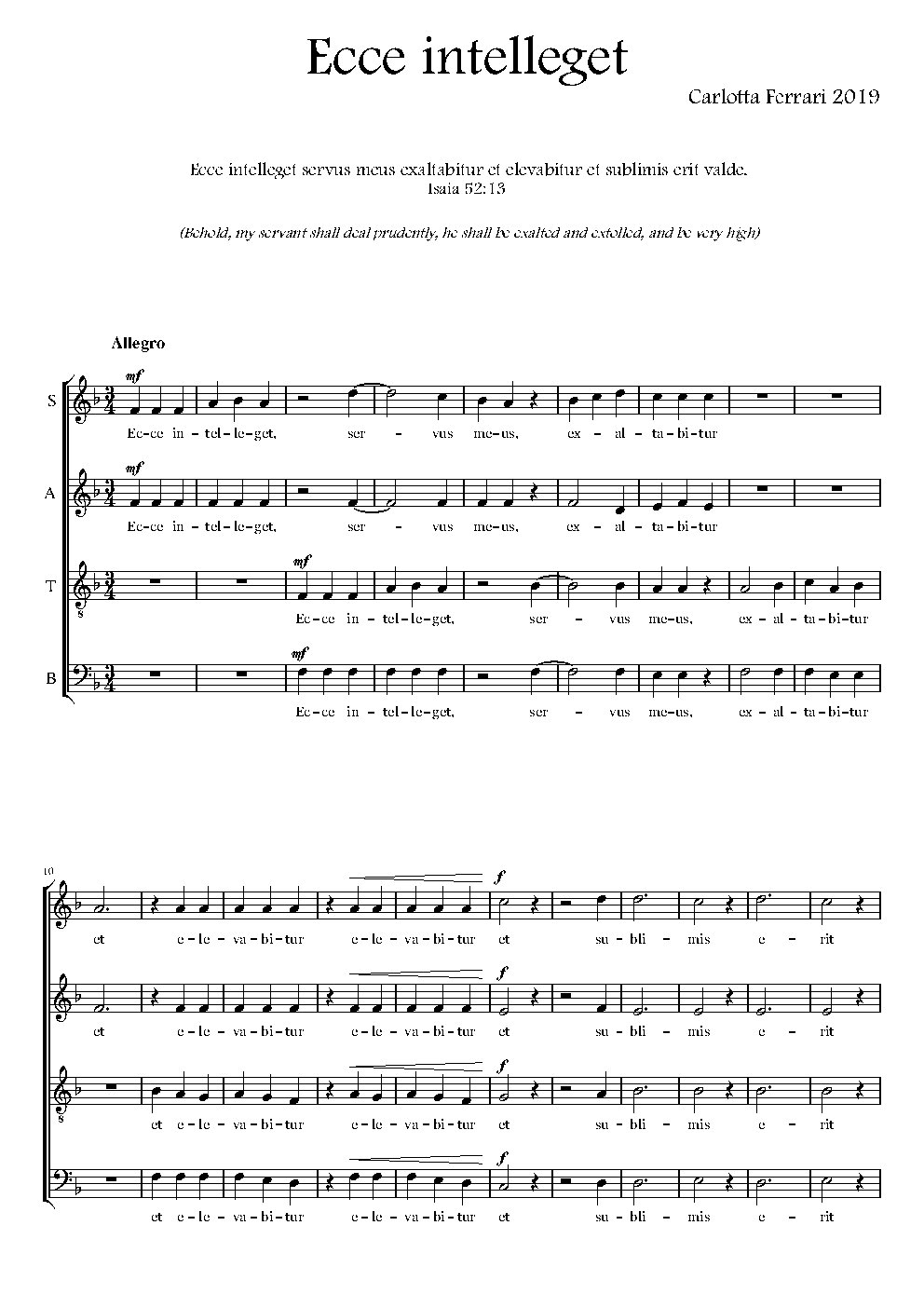 Ecce intelleget - Choir Script PDF Thumbnail