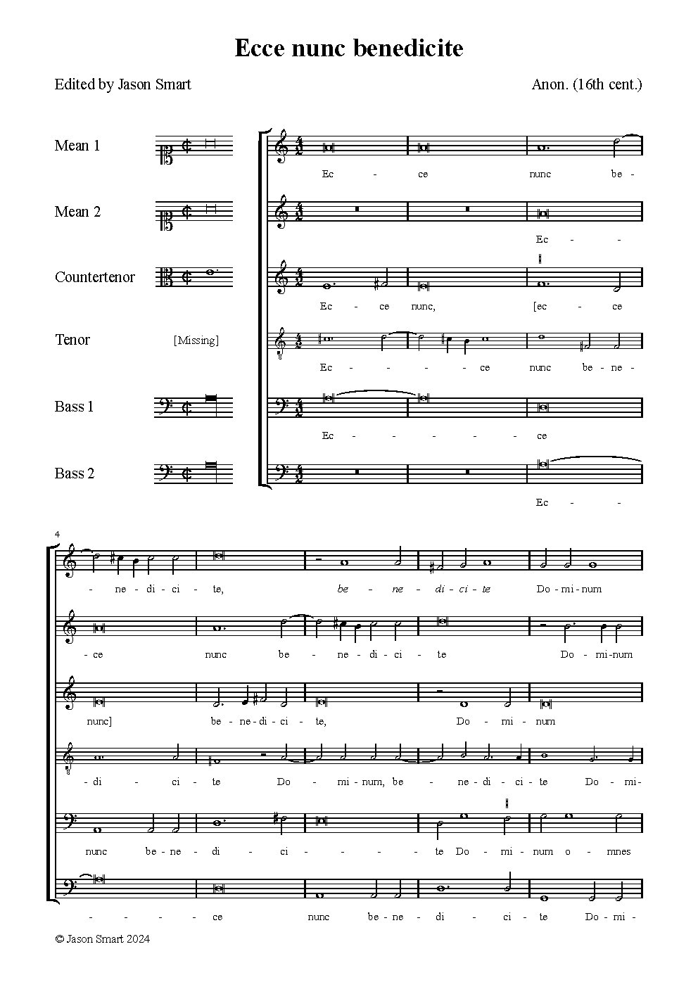 Ecce nunc benedicite - Choir Script PDF Thumbnail
