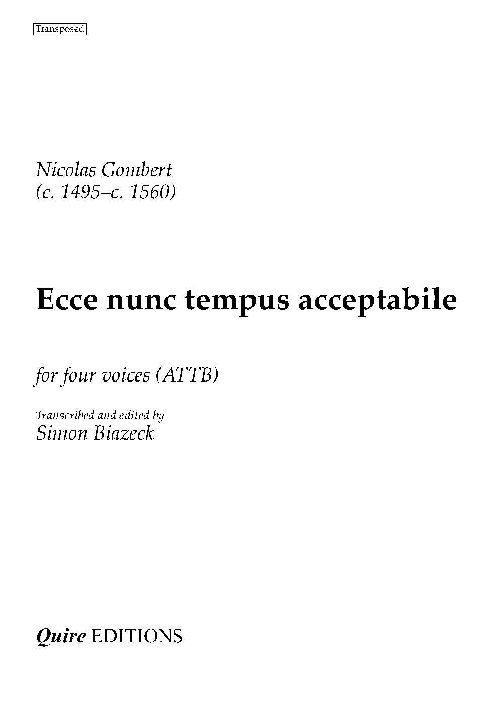 Ecce nunc tempus acceptabile - Choir Script PDF Thumbnail