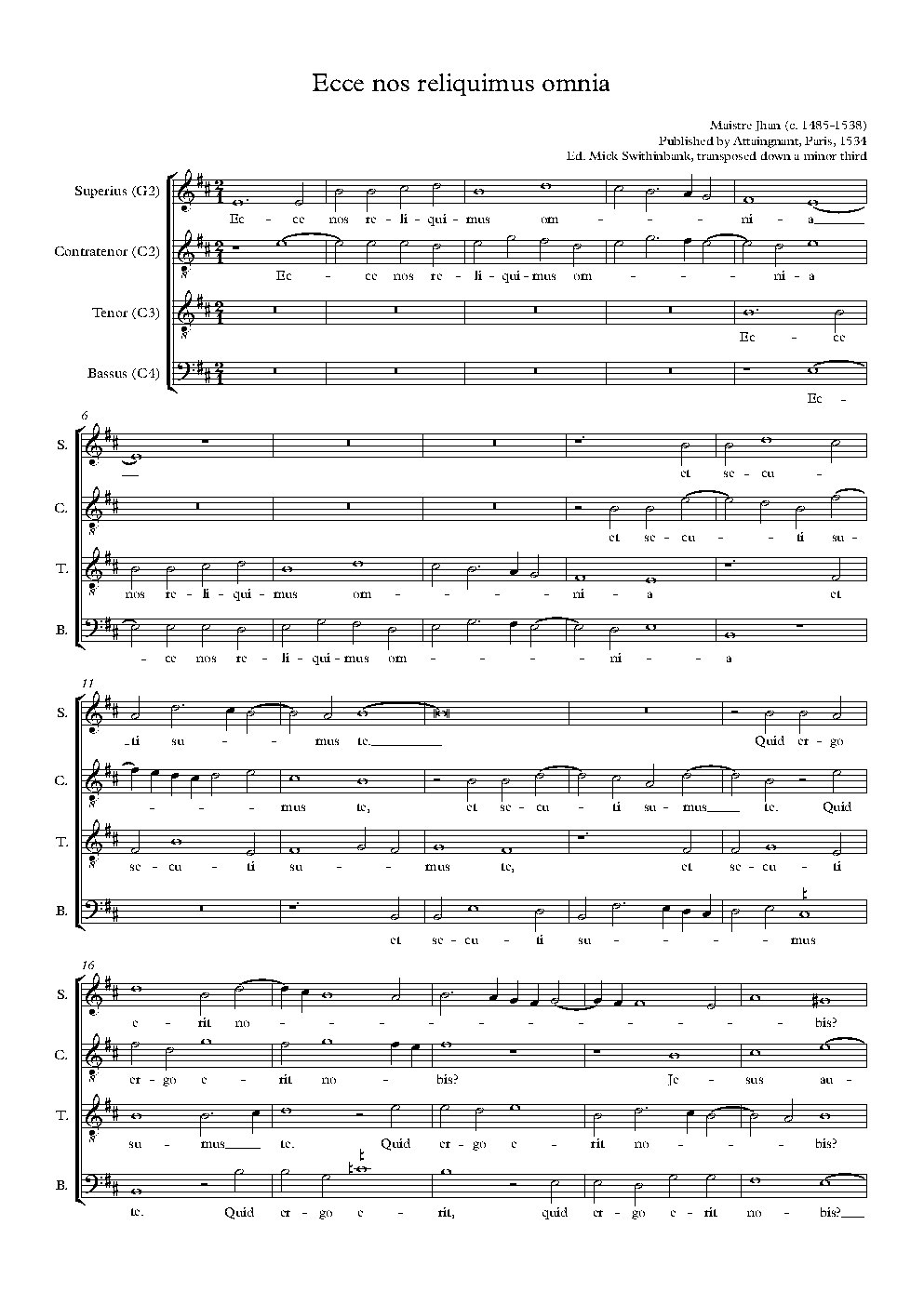 Ecce nos reliquimus omnia - Choir Script PDF Thumbnail