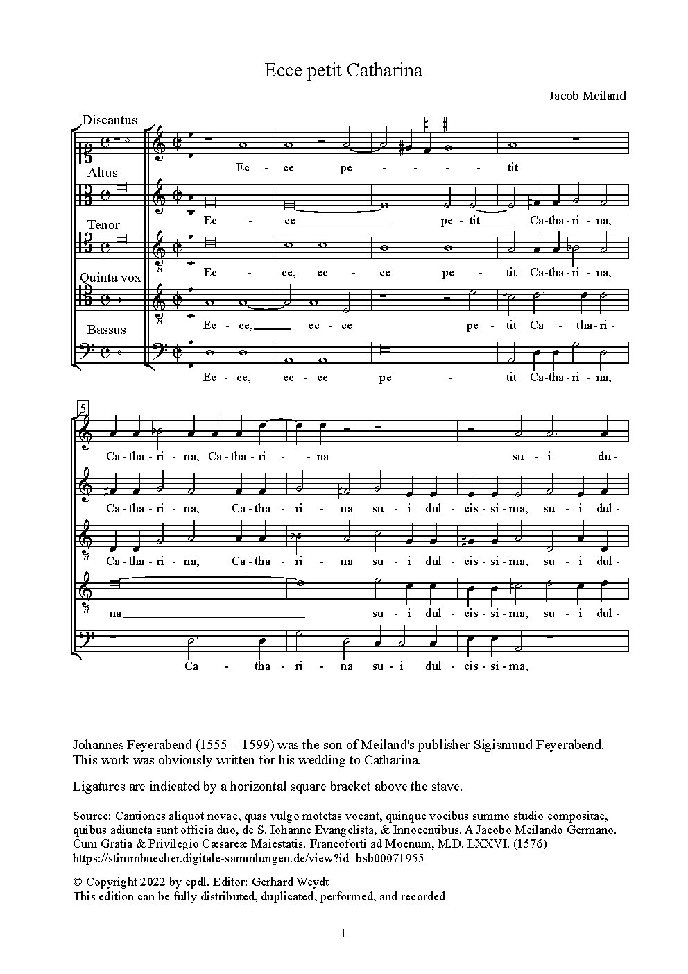 Ecce petit Catharina