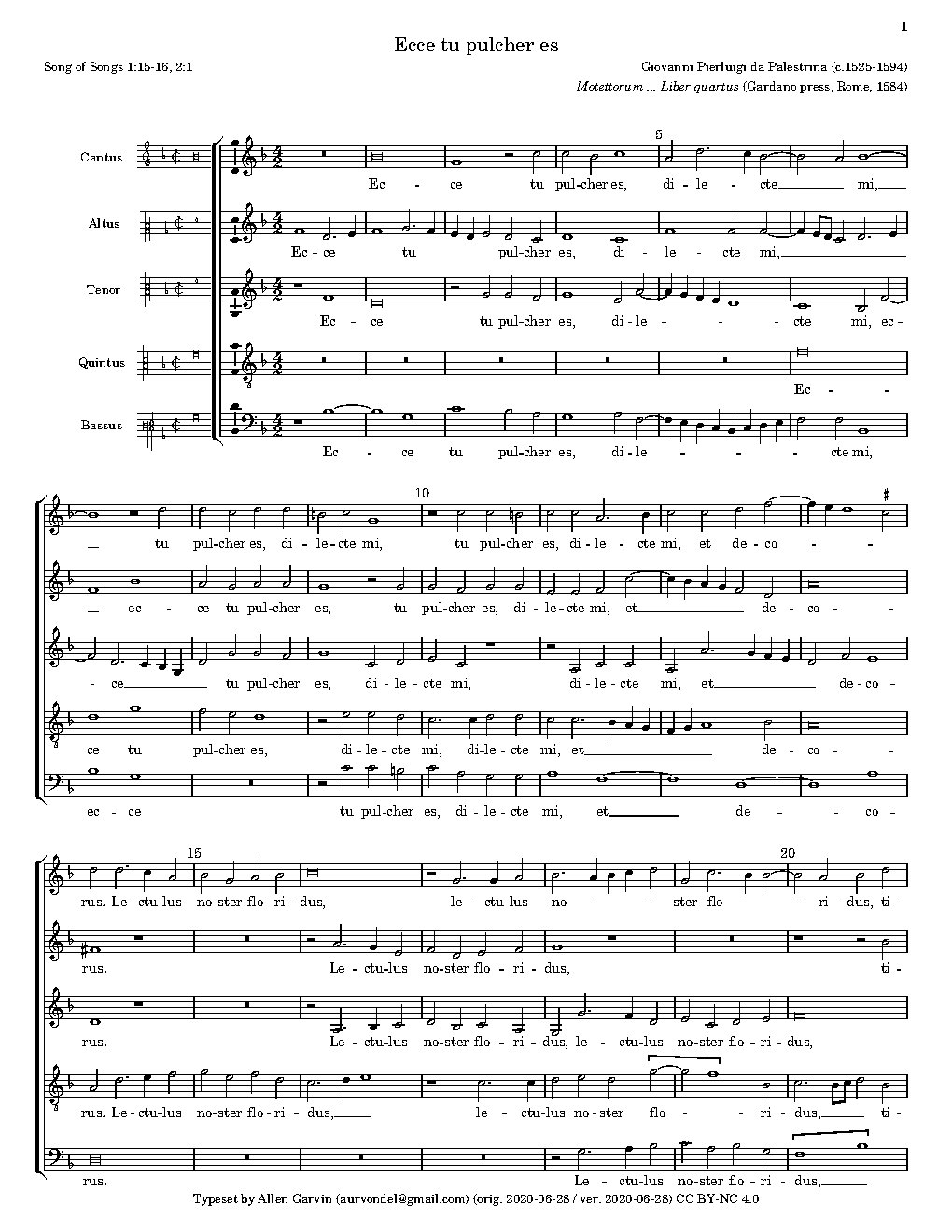 Ecce tu pulcher es - Choir Script PDF Thumbnail