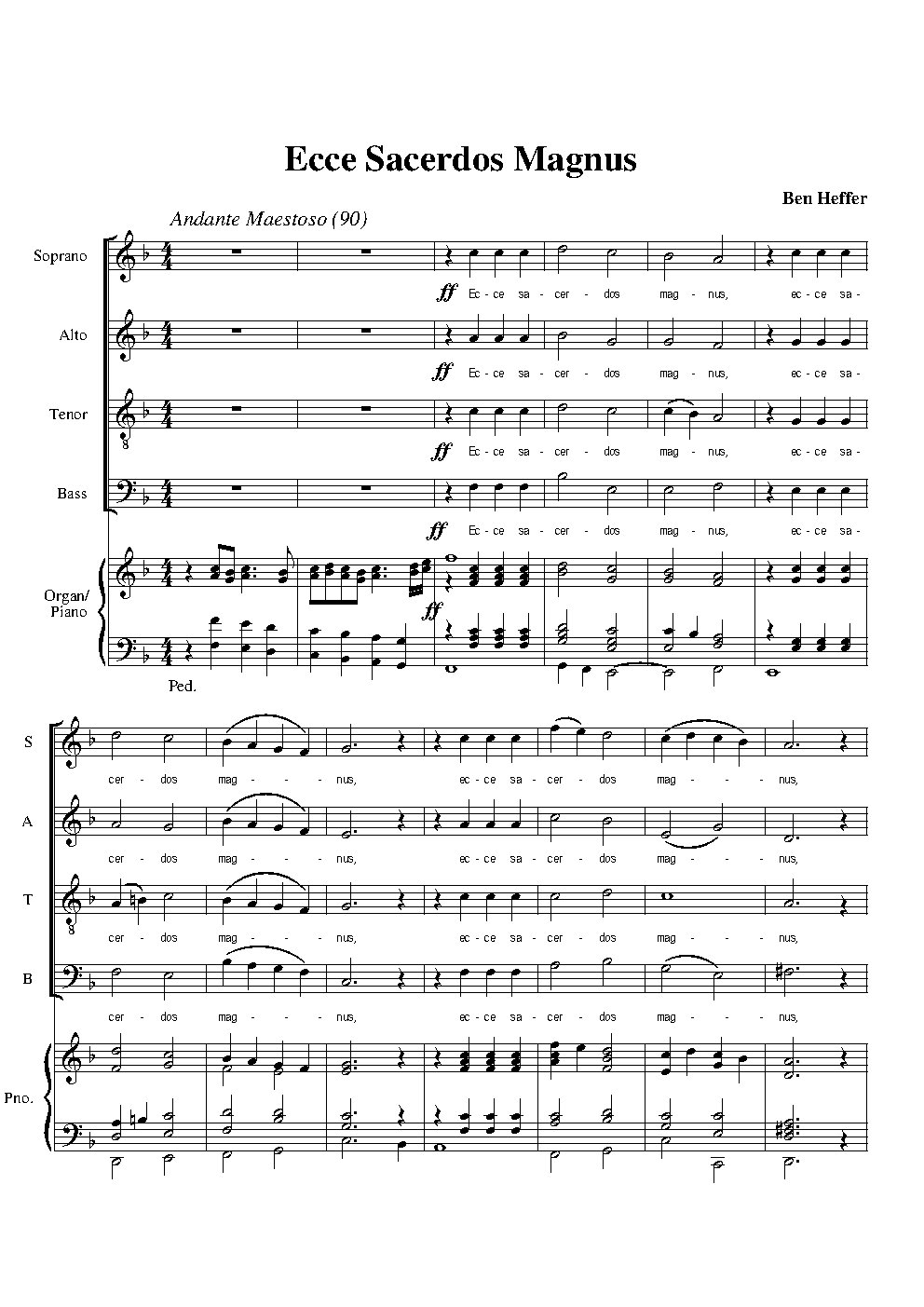 Ecce sacerdos magnus - Choir Script PDF Thumbnail