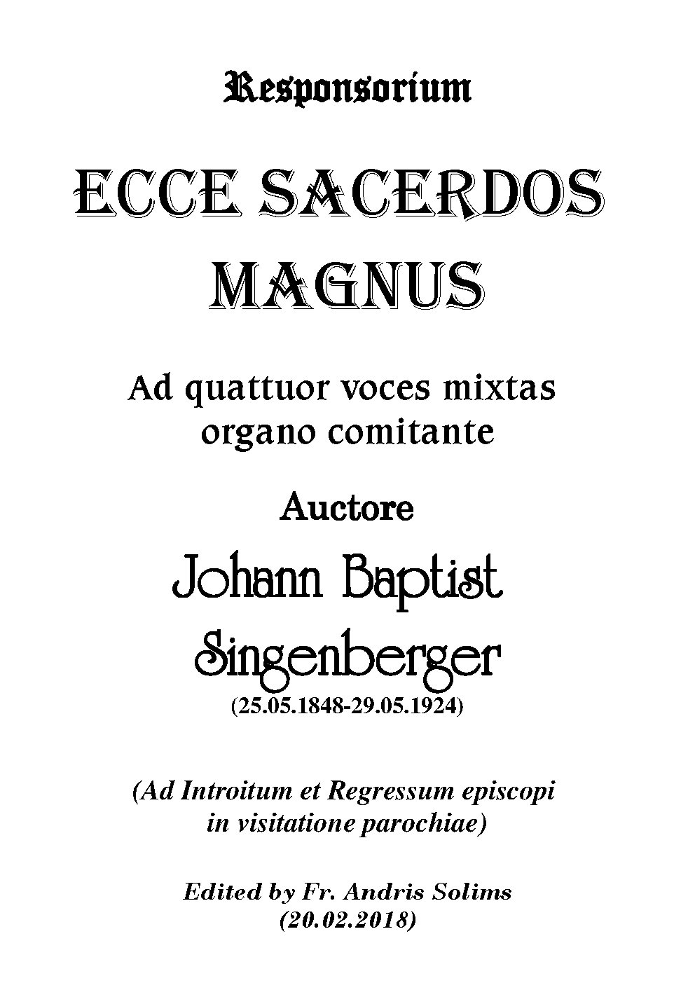 Ecce Sacerdos magnus - Choir Script PDF Thumbnail