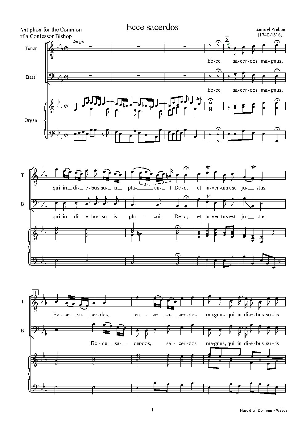 Ecce sacerdos - Choir Script PDF Thumbnail