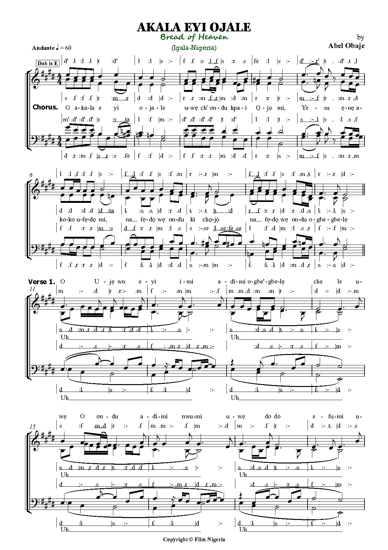 Akala Eyi Ojale (final) - Full Score