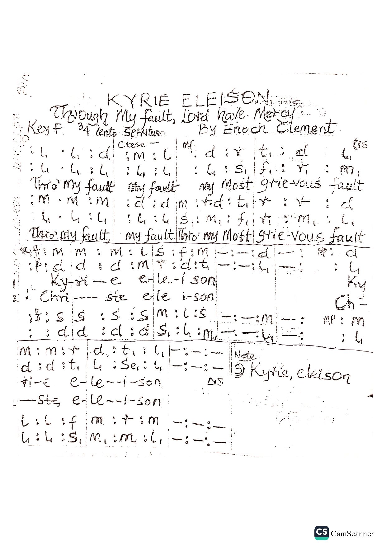 Kyrie - Thro My Fault - Download Choir Script PDF