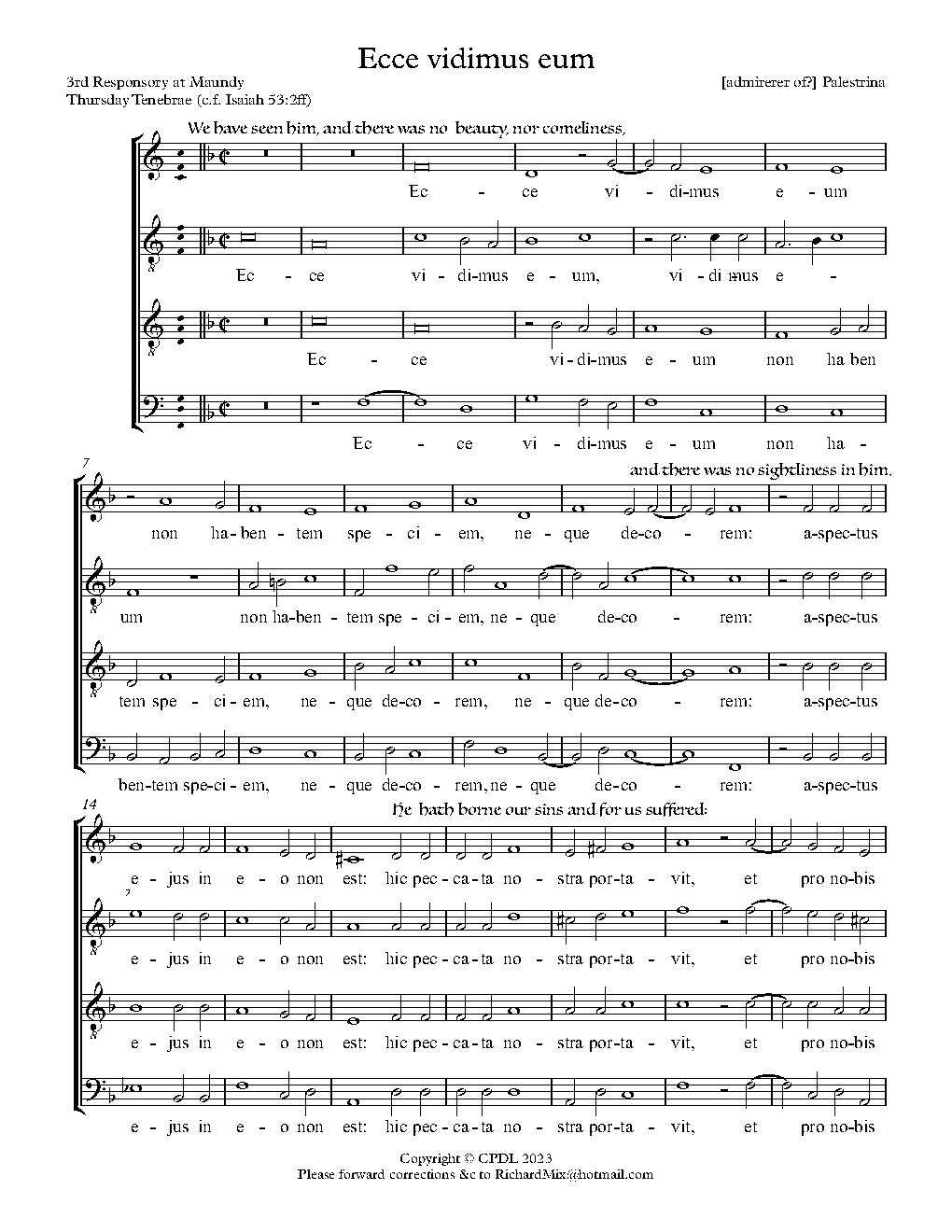 Ecce vidimus eum - Choir Script PDF Thumbnail