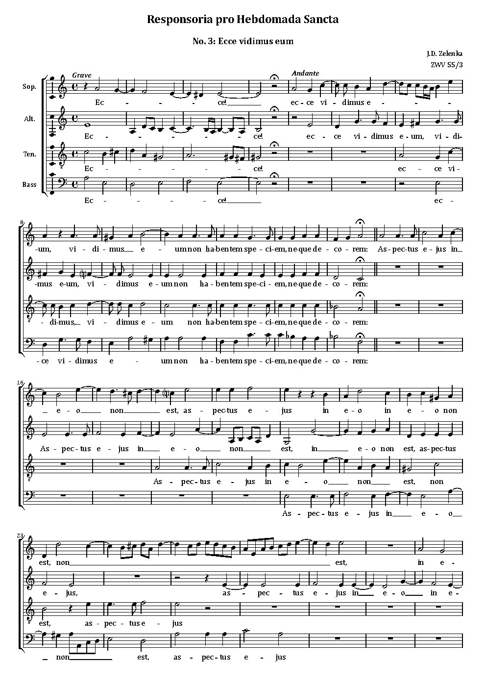Ecce vidimus eum, ZWV 55:03 - Choir Script PDF Thumbnail