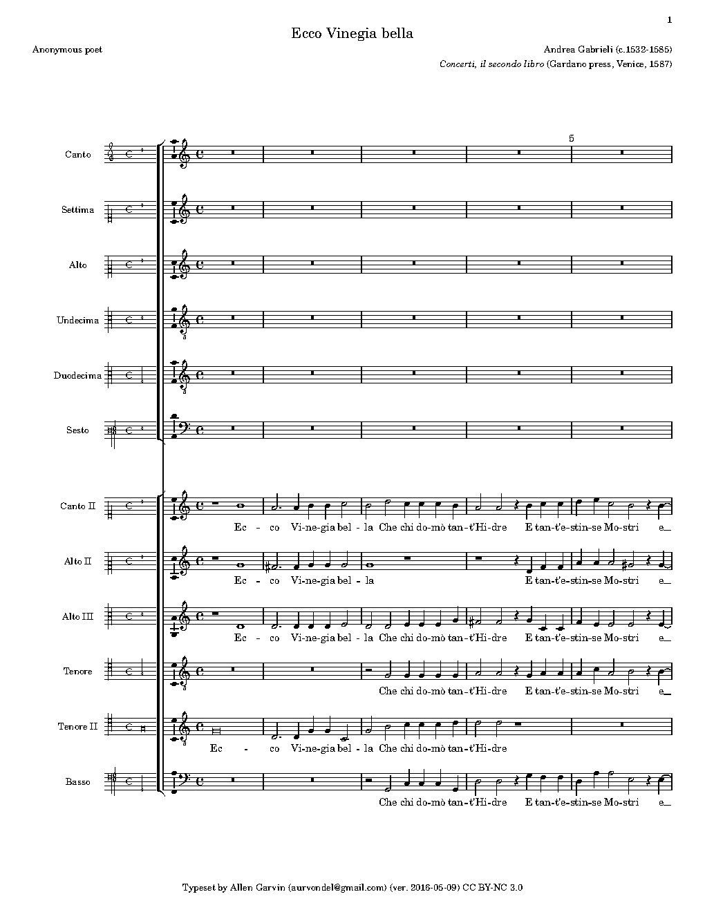 Ecco Vinegia bella (a 12 voci)