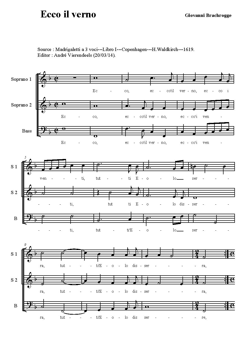 Ecco il verno - Choir Script PDF Thumbnail