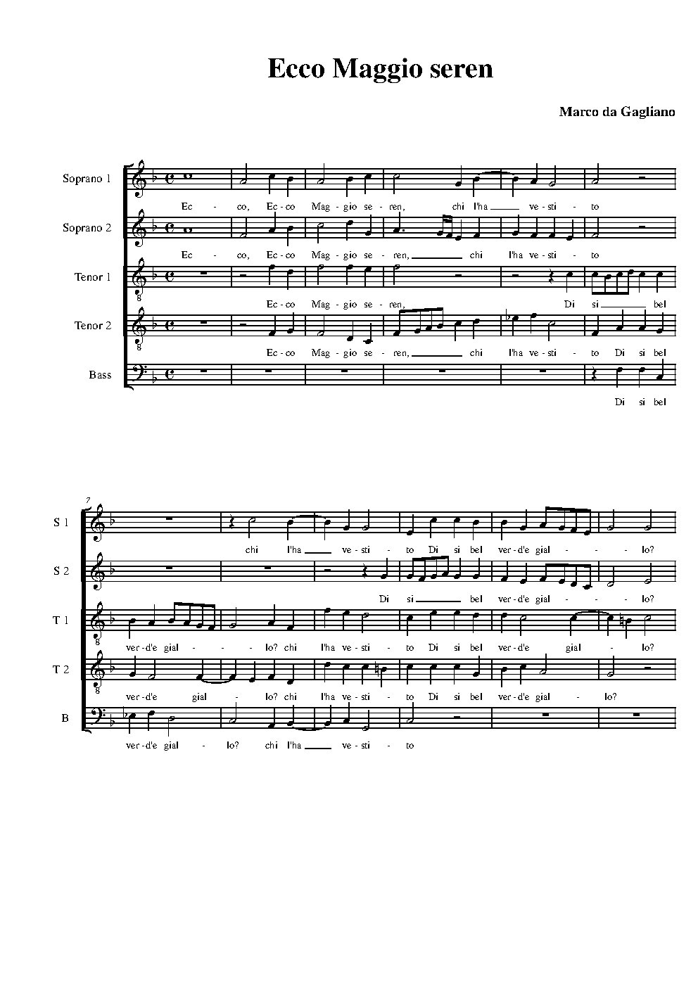 Ecco Maggio seren - Choir Script PDF Thumbnail