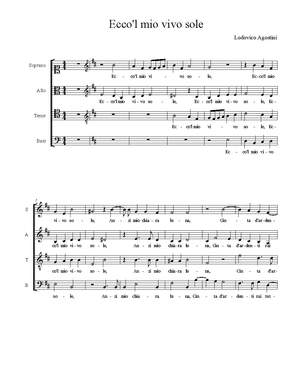 Ecco'l mio vivo sole - Choir Script PDF Thumbnail