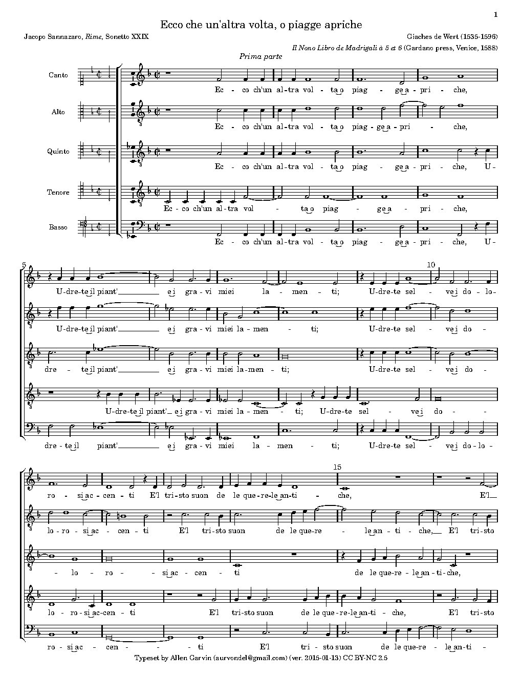 Ecco che un'altra volta, o piagge apriche - Choir Script PDF Thumbnail