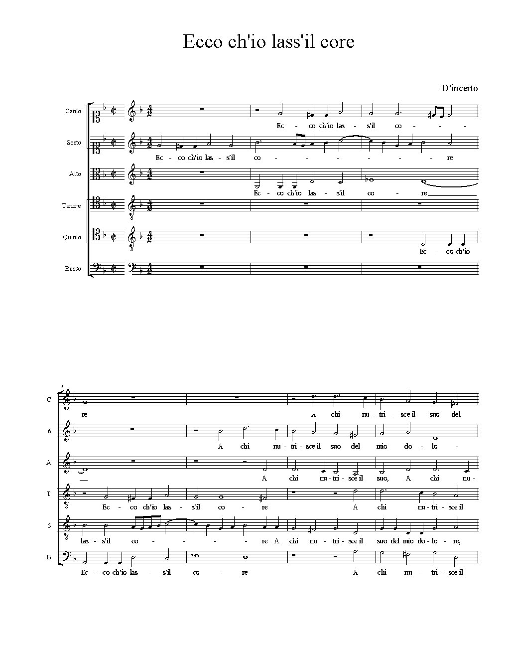Ecco ch'io lass'il core - Choir Script PDF Thumbnail